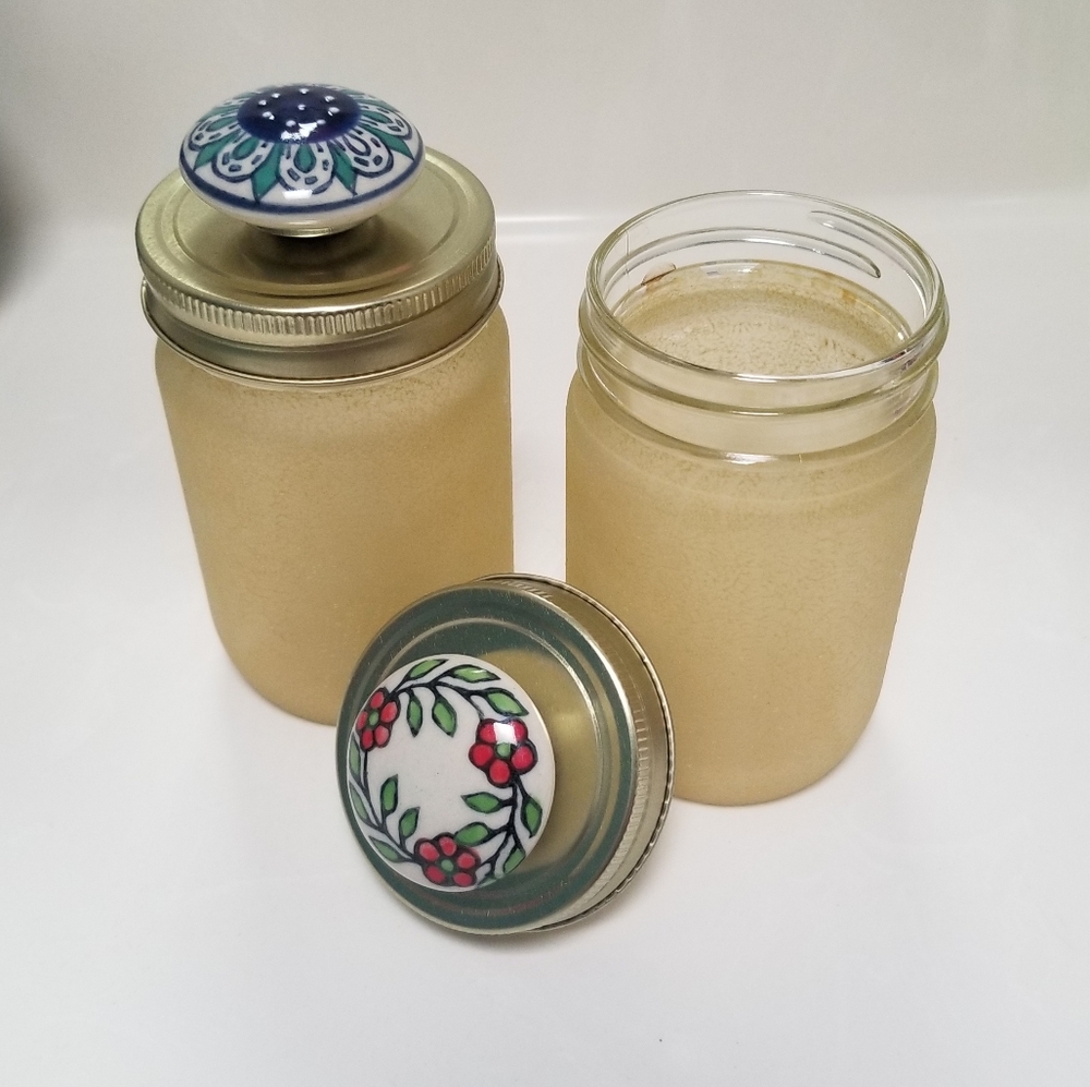 Repurposed Frosted Glass Jars